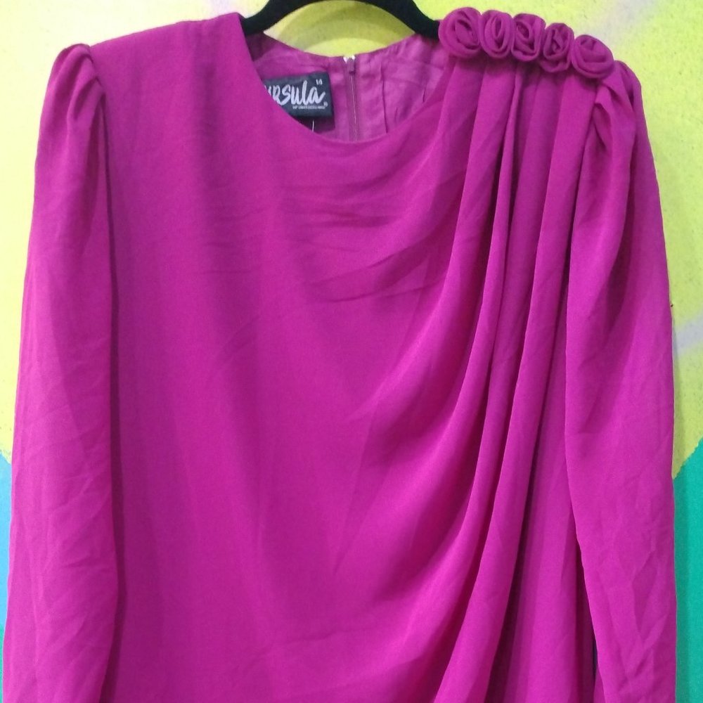 Ursula of Switzerland Vintage Pink Dress with Flower Detail